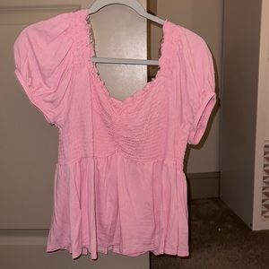 PINK BABYDOLL RUFFLE TOP